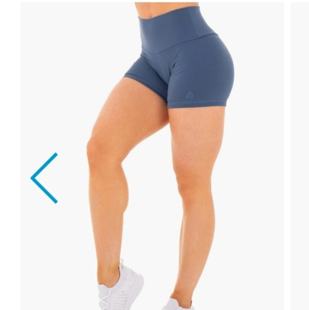 Motion high waisted shorts- steel blue